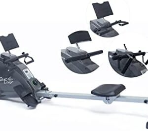 Quicker Land & Fitness Magnetic Rowing Machine/LCD Monitor & Tablet Holder, Max Weight 360 lbs, Dual Handle Cycle Design,Release Your Wrist