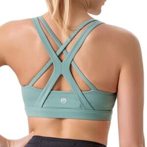 RUNNING GIRL Sports Bra for Women, Medium-High Support Criss-Cross Back Strappy Padded Sports Bras Supportive Workout Tops