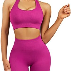 RUUHEE Workout Sets for Women Seamless 2 Piece Outfits Strap Sports Bra Matching Leggings Yoga Gym Activewear