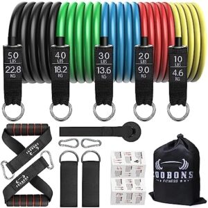 Resistance Bands Set - Workouts Bands for Men and Women, Exercise Bands with Handle, Door Anchor, Legs Ankle Straps, Elastic Bands for Physical Therapy, at Home Fitness, Strength Training Equipment.