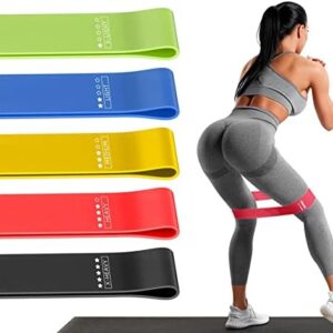 Resistance Loop Exercise Bands Exercise Bands for Home Fitness, Stretching, Strength Training, Physical Therapy,Elastic Workout Bands for Women Men Kids, Set of 5