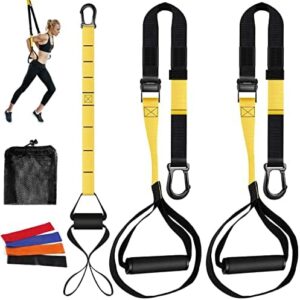 Resistance Training Kit, 2 Adjustable Bodyweight Resistance Bands with Handles + 1 Door Anchor + 4 Resistance Loop Bands for Working Out Hold up to 900 lbs Home Gym Equipment