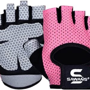 SAWANS Workout Gloves for Men and Women Weight Lifting Gloves Gym Fitness Exercise Cycling Pull ups Microfiber Lightweight Breathable Non-Slip Silicone Padded Palm Grip Protection