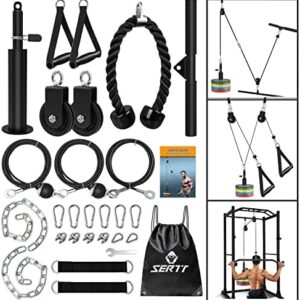 SERTT Weight Cable Pulley System Gym, Upgraded Cable Pulley Attachments for Gym LAT Pull Down, Biceps Curl, Tricep, Arm Workouts - Weight Pulley System Home Gym Add On Equipment