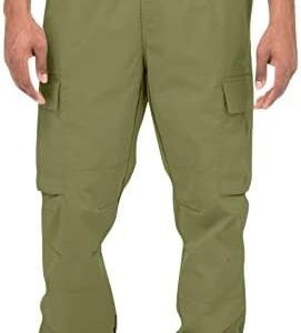 SHENGXINY Men's Drawstring Sweatpants Multiple Pockets Outdoor Fitness Pants Solid Elastic Waist Workout Pants Loose Trousers