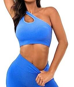 SHENHE Women's Seamless Workout Set One Shoulder Sport Tank High Waist Shorts Yoga Outfits