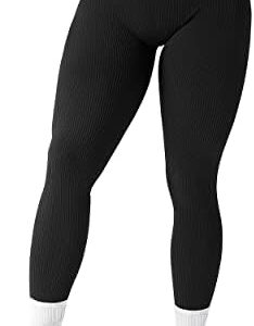 SUUKSESS Women Ribbed Seamless Leggings High Waisted Workout Gym Yoga Pants