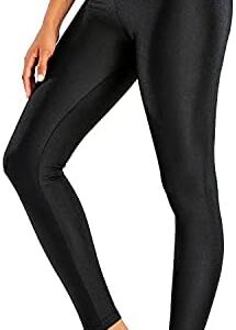 Sghenr Women's High Waisted Yoga Pants Tummy Control Shiny Sports Tights Workout Leggings