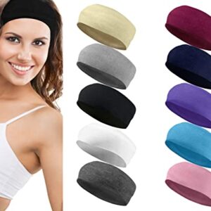 Styla Hair Headbands for Women Pack of 10 Stretch Headbands for Women Non Slip Design Comfort for Casual Outfits, Spa Day, Workouts, Yoga, Running & More, Variety