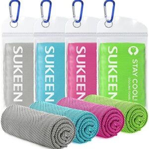 Sukeen [4 Pack Cooling Towel (40"x12"),Ice Towel,Soft Breathable Chilly Towel,Microfiber Towel for Yoga,Sport,Running,Gym,Workout,Camping,Fitness,Workout & More Activities