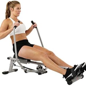 Sunny Health & Fitness Smart Compact Full Motion Rowing Machine, Full-Body Workout, Low-Impact, Extra-Long Rail, 350 LB Weight Capacity and Optional SunnyFit® App Enhanced Bluetooth Connectivity