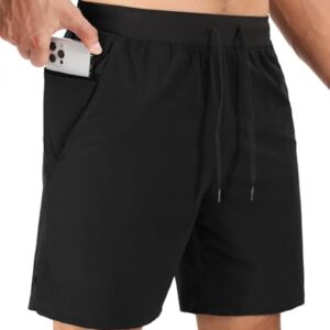 Surenow Men's Running Shorts Workout Quick Dry Shorts with Zipper Pockets Lightweight Gym Athletic Shorts for Men