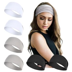 TERSE Headbands for Women Short Hair Non Slip Elastic Sweat Hairbands Soft Fabric Hair Bands Workout Yoga Running Sport Thin Hair Wrap for Girls