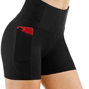 THE GYM PEOPLE High Waist Yoga Shorts for Women's Tummy Control Fitness Athletic Workout Running Shorts with Deep Pockets