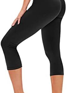 TNNZEET Black Capri Leggings for Women, High Waisted Workout Yoga Pants