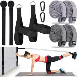 TOBWOLF Portable Pilates Home Kit, Home Workout Equipment with Long Fabric Resistance Bands, Glute Kickback Strap Upgraded Ankle Strap, Heavy Duty Door Anchors & Carabiners for Exercize as in Reformer