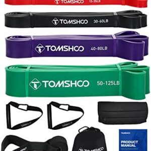 TOMSHOO Resistance Bands Set, 5Pcs Exercise Bands Workout Bands Elastic Bands for Exercise Pull Up Assistance Bands Fitness Bands Assist Set for Body Training, Strength, Weighted Gyms