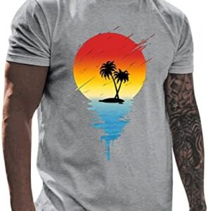 Trendy Shirts for Men Streetwear Summer Short Sleeve Hawaiian Tops Mens Round Neck Tshirts Slim Fit Undershirts Tees