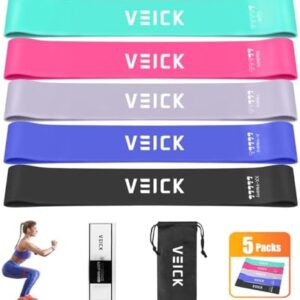 VEICK Resistance Loop Exercise Bands,Elastic Workout Bands for Men and Women, Set of 5 Different Resistance Levels Elastic Band for Home Fitness, Stretching, Strength Training, Physical Therap