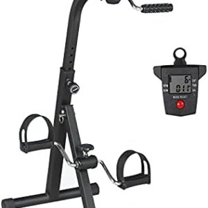 VIVIJASON Pedal Exerciser - Bike Hand Arm Leg and Knee Exercise Peddler for Seniors, Elderly - Indoor Adjustable Fitness Equipment for Total Body - Nonslip Base-Built-in Electronic Display