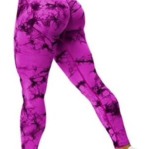 VOYJOY Tie Dye Seamless Leggings for Women High Waist Yoga Pants, Scrunch Butt Lifting Elastic Tights