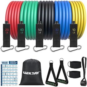 WIKDAY Resistance Bands for Working Out Exercise Bands Workout Bands Set with Handles, Door Anchor, Ankle Straps for Men & Women Body Stretching, Crossfit Training Equipment, Home Workouts