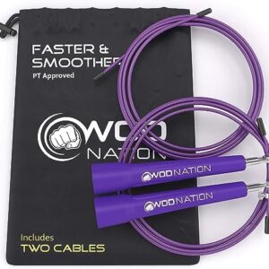 WOD Nation Adjustable Speed Jump Rope For Men, Women & Children - Blazing Fast Fitness Skipping Rope Perfect for Boxing, MMA, Endurance