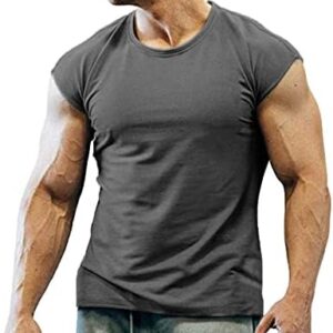 Western Shirts for Men 2023 Fashion Causal Muscle Fit Sleeveless Tank Tops Summer Crew Neck Solid Sport Vest Shirt