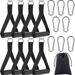 Woanger 8 Pcs Cable Machine Handles Cable Handle Resistance Band Handles 8 Replacement Fitness Equipment D Handle Cable Attachment with 4 Bag for Home Equipment Gym Exercise Handle Set