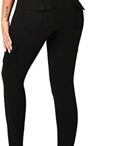 Women's Cargo Yoga Leggings with 4 Pockets High Waisted Tummy Control Stretch Workout Pants Gym Tights