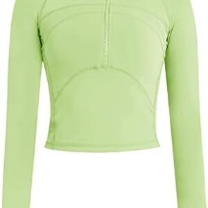 Women's Cropped Workout Jacket 1/2 Zip Pullover Running Athletic Outwear Slim Fit Long Sleeve Yoga Top