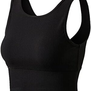 Workout Crop Tank Tops for Women Solid Comfort Sleeveless Shirts for Casual Sports Fitness Yoga Reversible Ribbed Tops