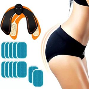 XDWCUFQ Hip Trainer, Buttock Lift Massage Device with 12 Pcs Abs Gel Pads, 6 Modes Smart Fitness Exercise Gear Home Office, Portable U-Shape Butt Lifting Workout Equipment Gifts for Men Women