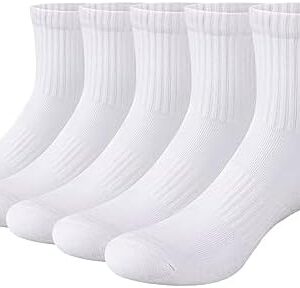 YUEDGE Womens Ankle Training Athletic Socks Moisture Wicking Cotton Cushioned Quarter Socks for Womens 6-9/9-11, 5 Pairs