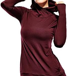 Zengjo Womens Lightweight Hoodie Pullover-Hooded Long Sleeve Running Yoga Workout Tops for Women-Cowl Neck&Thumbhole