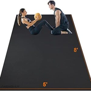 anngrowy Large Exercise Mat 8'x5'|12'x6' Workout Mat for Home Gym Mats Exercise Gym Flooring Rubber Fitness Mat Large Yoga Mat Cardio Mat for Weightlifting, Jump Rope, MMA, Stretch, Plyo, HIIT, Shoe-Friendly