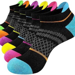 eallco Womens Ankle Socks Athletic Running Short Socks With Cushioned Sole 6 Pairs