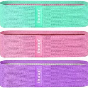 ihuan Resistance Bands for Legs and Butt, 3 Levels Exercise Band, Anti-Slip & Roll Elastic Workout Booty Bands for Women Squat Glute Hip Training