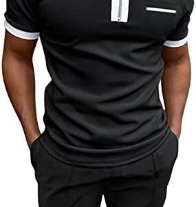 lulshou Men's 1/4 Zipper Polo Shirt and Shorts 2 Piece Outfits Summer Short Sleeve Shirts Casual Tracksuit Shorts Sport Suit