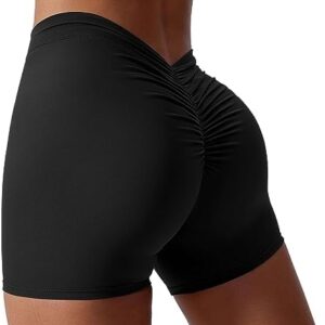 unumonos Women's Workout Shorts Sexy V Back Gym Biker Shorts Scrunch Butt Lifting, Buttery Soft Seamless Yoga Shorts