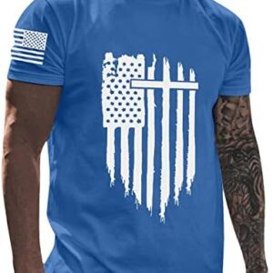 webert Mens Independence Day Flag Casual Soft and Comfortable Small Printed Cotton T Shirt with Rund Neck and Short