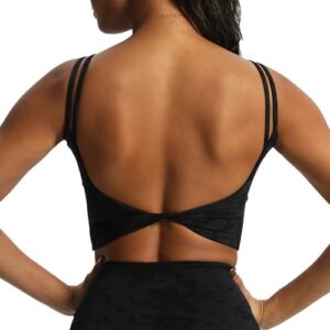 Aoxjox Women's Workout Sports Bras Fitness Padded Backless Yoga Crop Tank Top Twist Back Cami