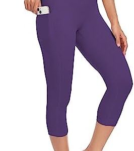 SEEMLY High Waisted Workout Capri with Pockets | Breathable Yoga Pants | Athletic Women Capri Leggings for Tummy Control