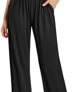 DIBAOLONG Wide Leg Pants for Women Casual Loose Yoga Sweatpants Comfy Crossover High Waisted Lounge Pants with Pockets