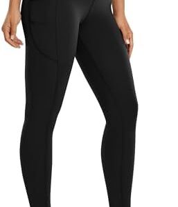 CRZ YOGA Womens Brushed Naked Feeling Workout Leggings 25" - High Waisted Gym Athletic Tummy Control Yoga Pants with Pockets