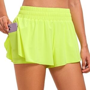 CRZ YOGA 2 in 1 Flowy Running Shorts for Women High Waisted Quick Dry Athletic Gym Lounge Workout Shorts Cute Tennis Skirts