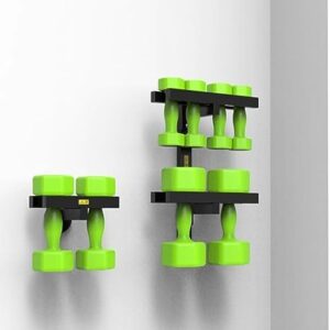 2-tier Compact Dumbbells Rack Only, Wall Mounted Sports Equipment Organizer Holder for Fitness Room/Gym/Studio/Garage Display, Space Saver