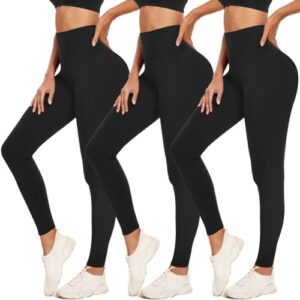 3 Pack Leggings for Women Tummy Control - Buttery Soft Yoga Pants High Waist No See-Through Running Gym Workout Legging