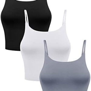 3 Pcs Women's Longline Sports Bra Spaghetti Strap Crop Top Padded Crop Yoga Workout Fitness Tank Top Bra