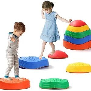 5Pcs Stepping Stones for Kids,Non-Slip Plastic Toddler Balance River Stones for Promoting Children's Coordination Skills Obstacle Courses Sensory Toys for Toddlers Indoor or Outdoor Play Equipment